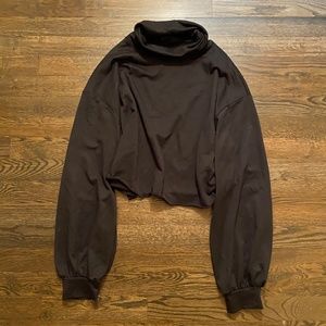 Women's Black Turtle Neck Crop Sweater, Size L